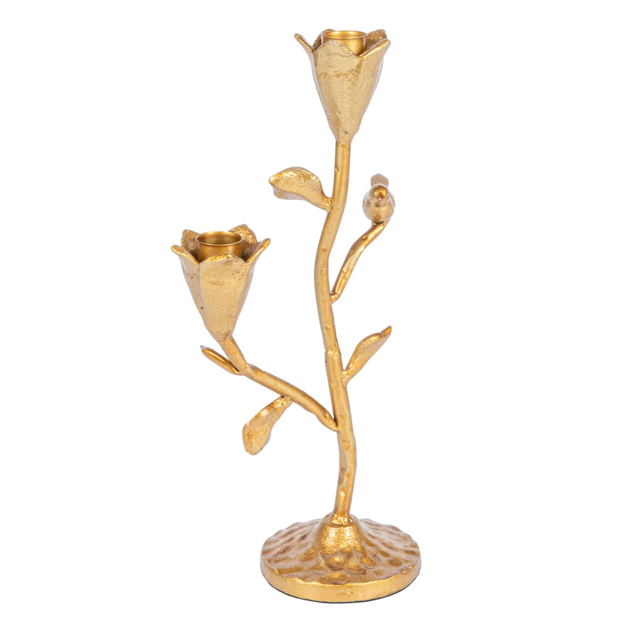 11.7&#x22; Gold Double Taper Metal Candelabra